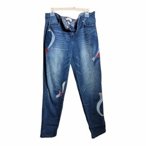 Vintage America Blue Skinny Jeans with Artistic Accents